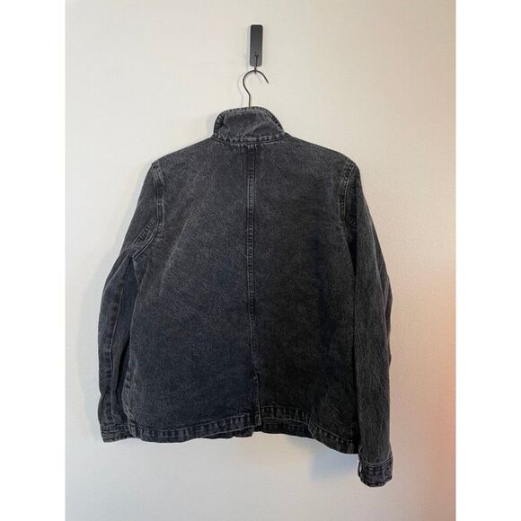 Old Navy Black Acid-Wash Jean Chore Jacket Women’s Denim Shacket Size L - Picture 3 of 4